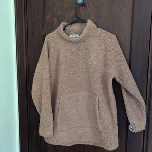 Haven Well Within Brown Sherpa Funnel Neck Pullover Cozy Lounge Wear Size Small